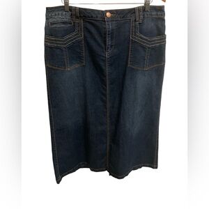 Baccini Dark Blue Denim Midi Skirt